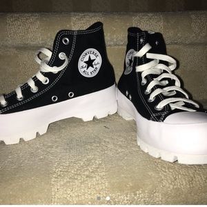 lugged black converse -PRICE IS FIRM.